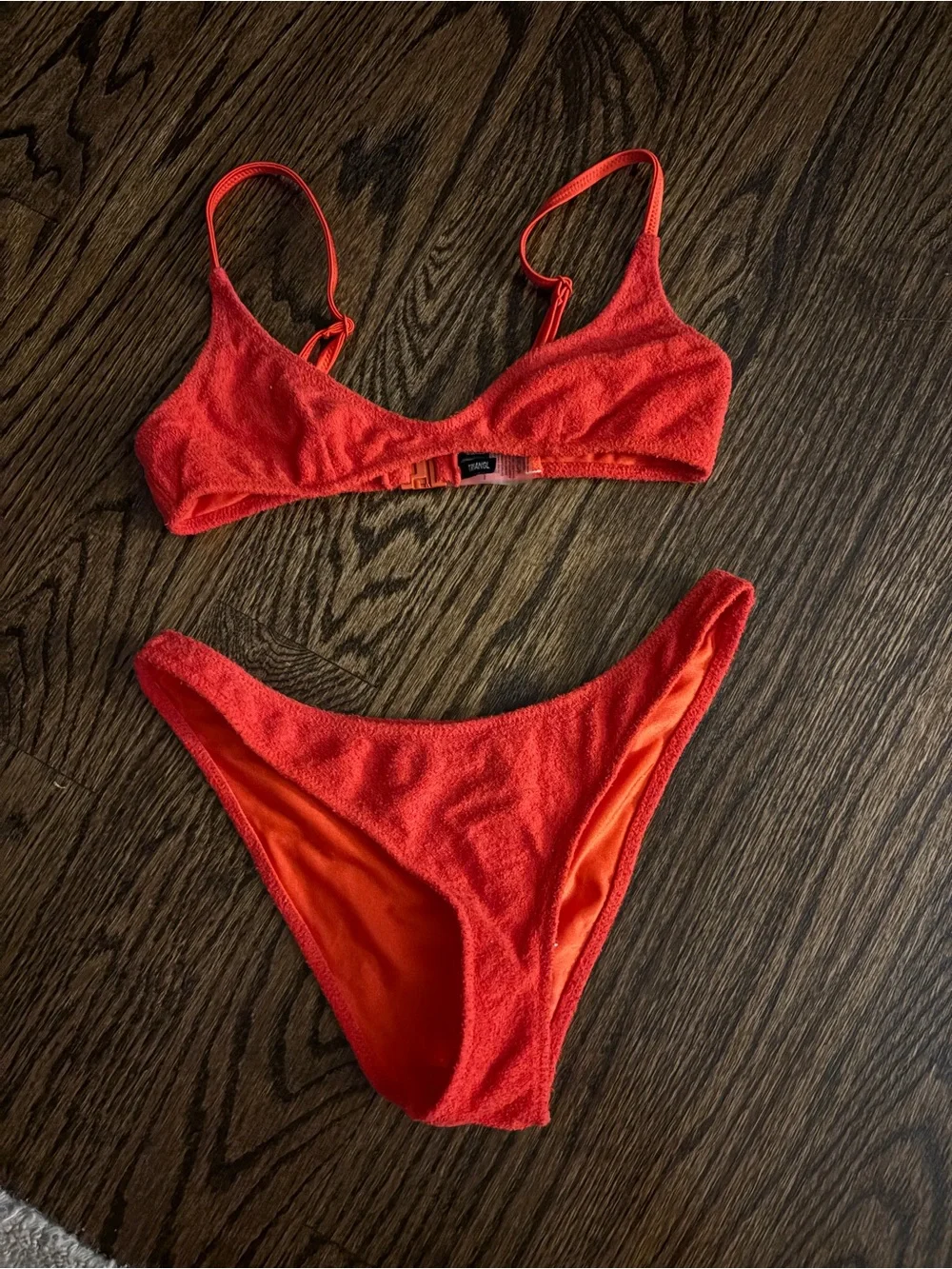 triangl swimwear Coral Red Textured Two-Piece Bikini